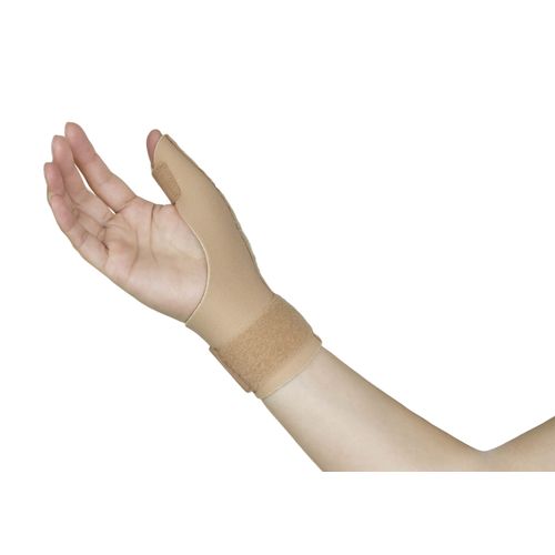 This product is designed for thumb immobilization. The shaped plastic thumb stay provides snug contour to thumb and CMC joint, helps to restrict the movement of injured joint and ligament. The breathable airmesh material and soft foam padding are skin friendly and comfortable for user. And this thumb splint is universal for right or left hand.