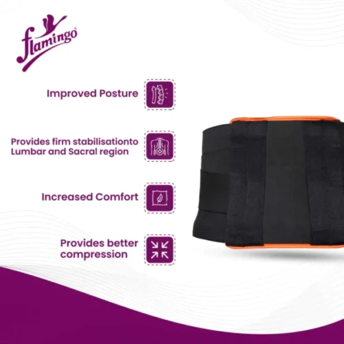 Flam Orthopedic Contoured LS Support Black For Back Pain, Sciatica,Disc Bulge,Herniated Disc